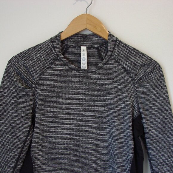 Lululemon Think Fast Long Sleeve Shirt Coco Pique Black Gray Sz 8 BRAND NEW NWT - Picture 9 of 16